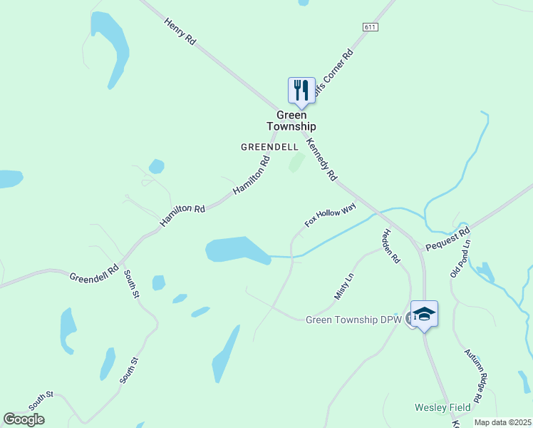 map of restaurants, bars, coffee shops, grocery stores, and more near 10 Fox Hollow Way in Green Township