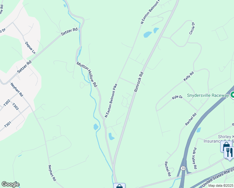 map of restaurants, bars, coffee shops, grocery stores, and more near 218 North Easton Belmont Pike in Stroudsburg