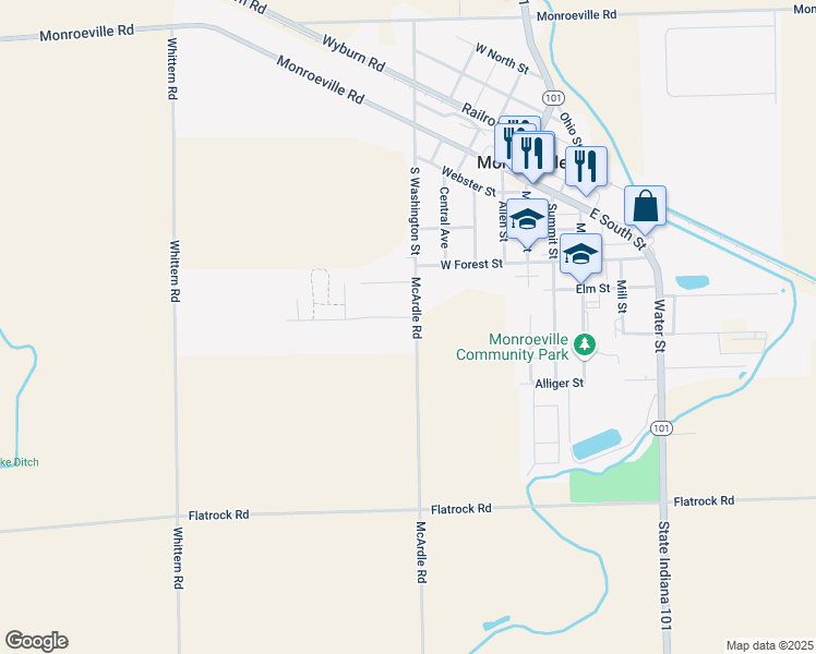 map of restaurants, bars, coffee shops, grocery stores, and more near 20428 Pasada Drive in Monroeville