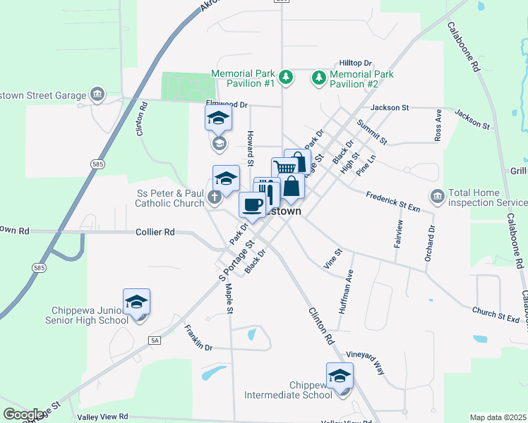 map of restaurants, bars, coffee shops, grocery stores, and more near 22 Portage Street in Doylestown