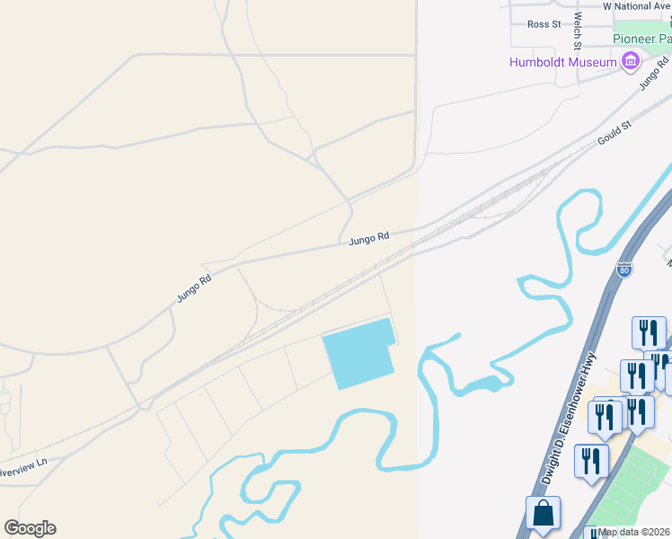 map of restaurants, bars, coffee shops, grocery stores, and more near 4210 Jungo Road in Winnemucca