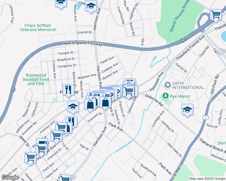 map of restaurants, bars, coffee shops, grocery stores, and more near in Harrison