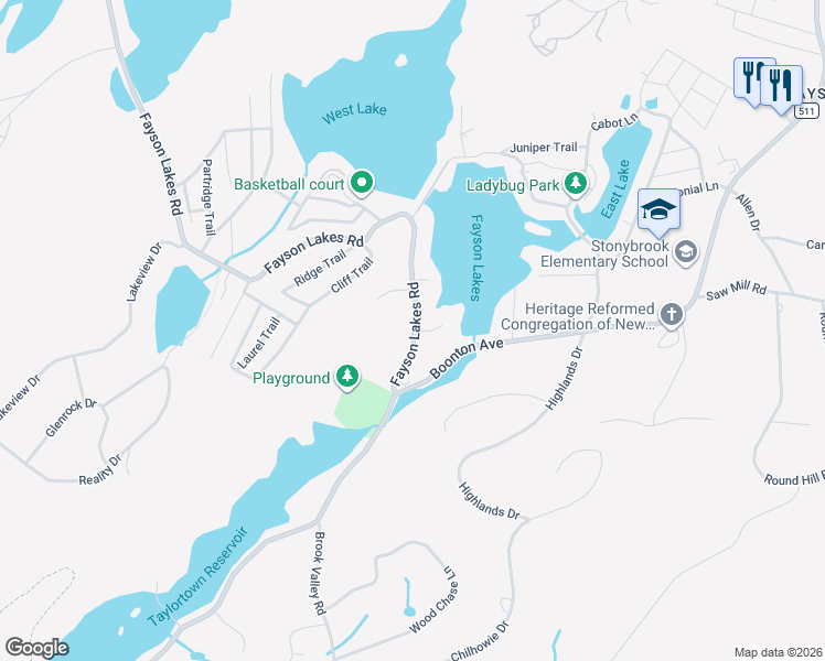 map of restaurants, bars, coffee shops, grocery stores, and more near 4 Fayson Lakes Road in Kinnelon
