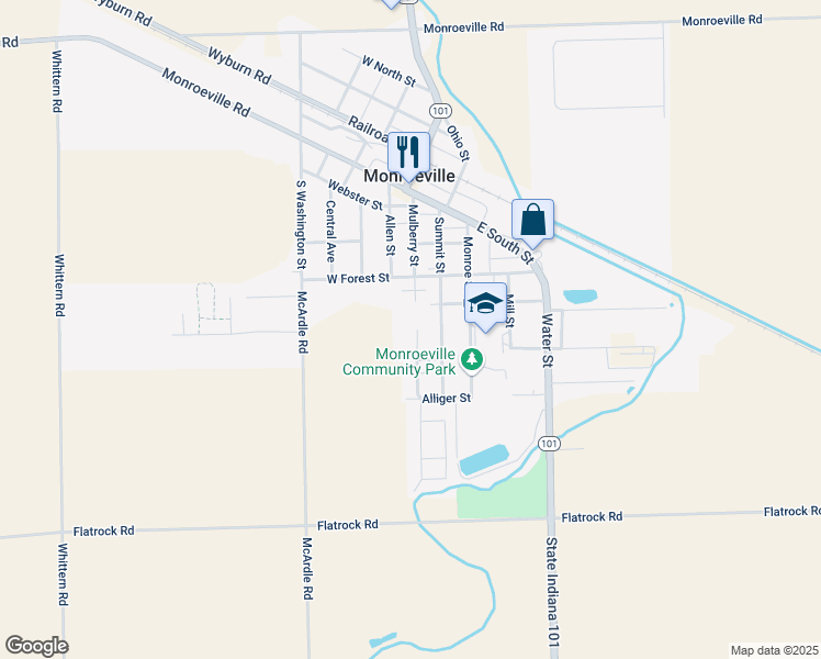 map of restaurants, bars, coffee shops, grocery stores, and more near 423 Mulberry Street in Monroeville