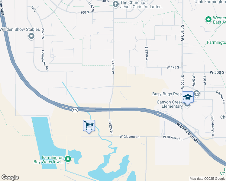 map of restaurants, bars, coffee shops, grocery stores, and more near 550 South 1525 West in Farmington