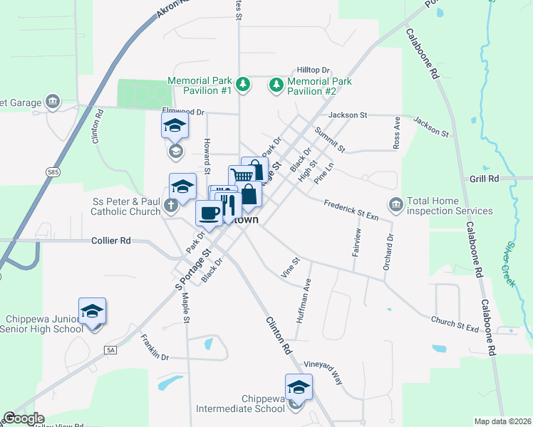 map of restaurants, bars, coffee shops, grocery stores, and more near 40 College in Doylestown