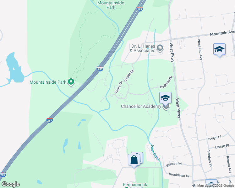 map of restaurants, bars, coffee shops, grocery stores, and more near 5713 Tudor Drive in Pequannock Township