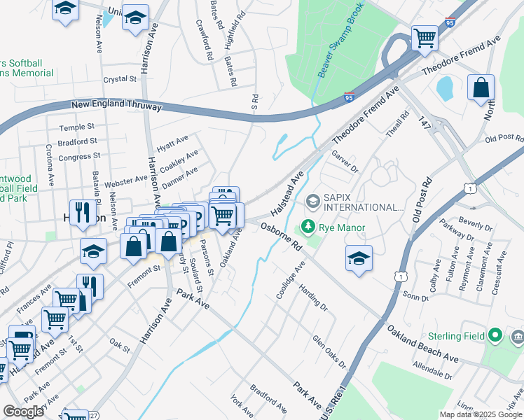 map of restaurants, bars, coffee shops, grocery stores, and more near 470 Halstead Avenue in Harrison