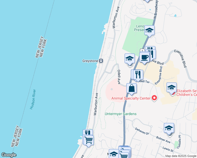 map of restaurants, bars, coffee shops, grocery stores, and more near 12 Harriman Avenue in Yonkers