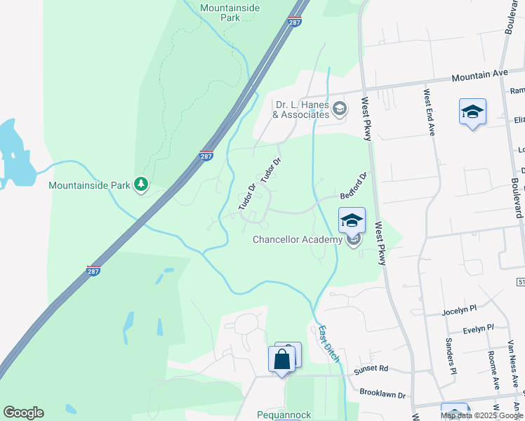 map of restaurants, bars, coffee shops, grocery stores, and more near 5602 Tudor Drive in Pequannock Township