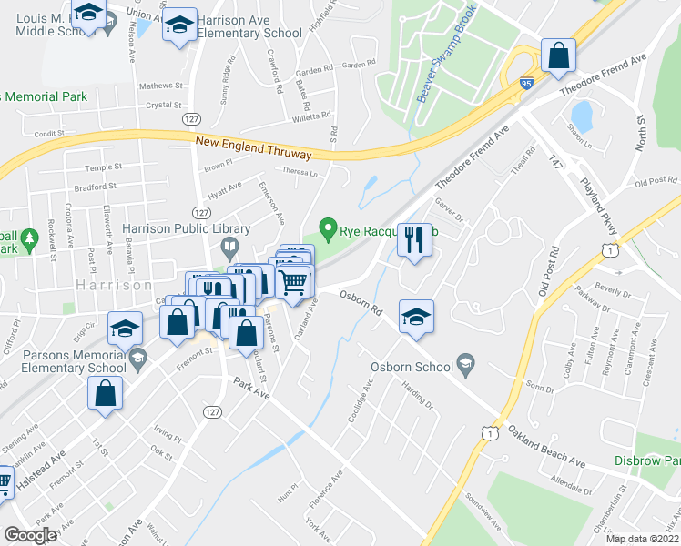 map of restaurants, bars, coffee shops, grocery stores, and more near 470 Halstead Avenue in Harrison