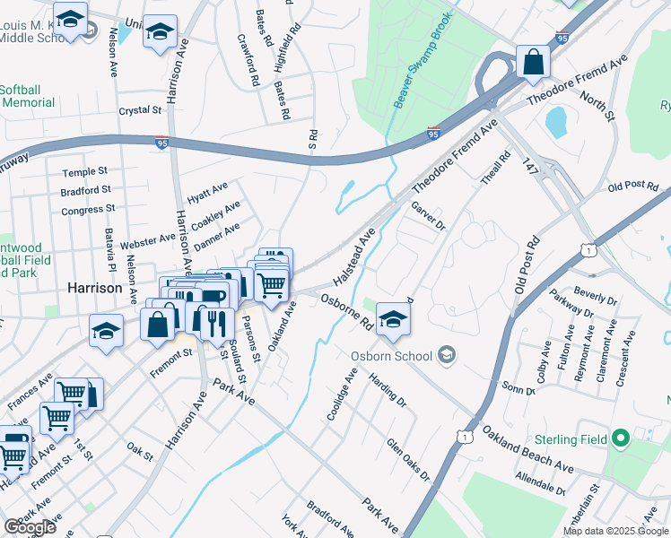 map of restaurants, bars, coffee shops, grocery stores, and more near in Harrison