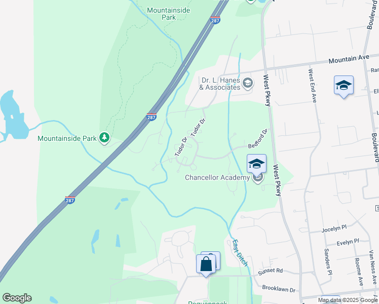 map of restaurants, bars, coffee shops, grocery stores, and more near 5602 Tudor Drive in Pequannock Township