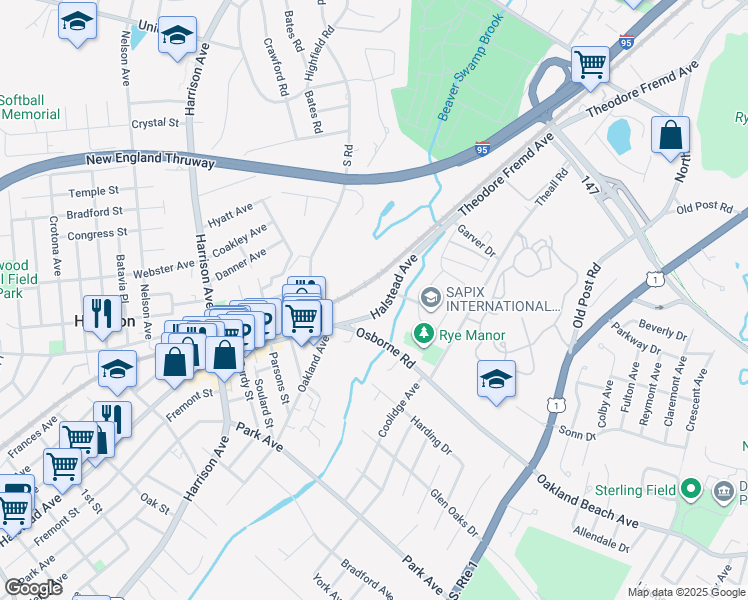 map of restaurants, bars, coffee shops, grocery stores, and more near 480 Halstead Avenue in Harrison