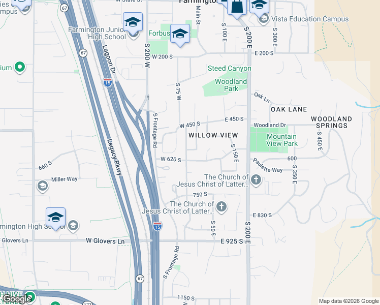 map of restaurants, bars, coffee shops, grocery stores, and more near 562 South 10 West in Farmington