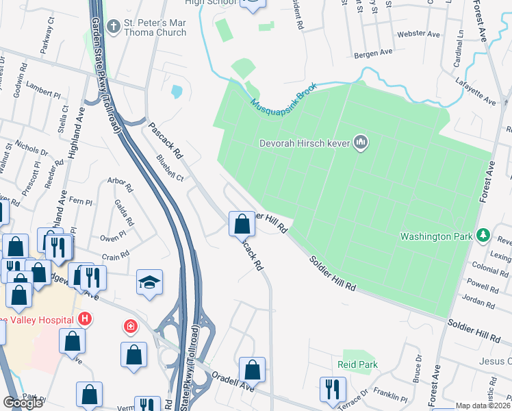 map of restaurants, bars, coffee shops, grocery stores, and more near 766 Livingston Court in Paramus