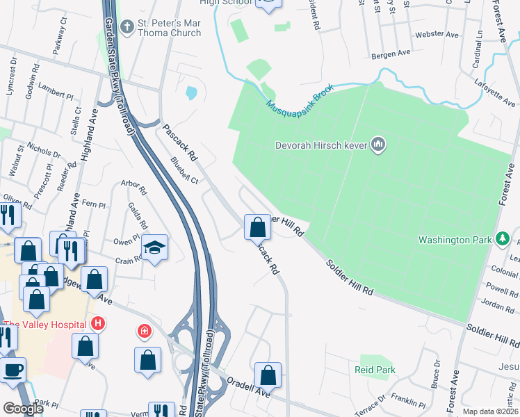 map of restaurants, bars, coffee shops, grocery stores, and more near 766 Livingston Court in Paramus