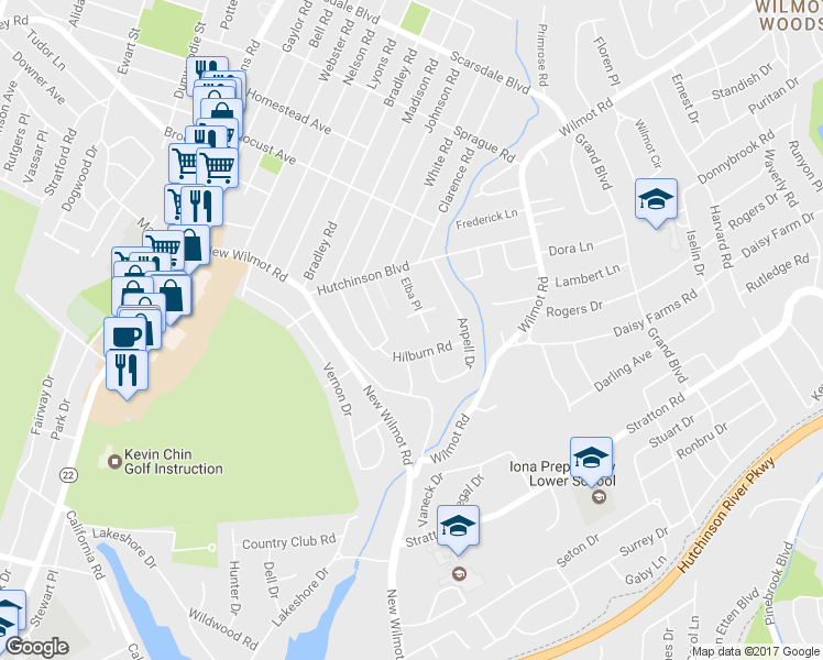 map of restaurants, bars, coffee shops, grocery stores, and more near 2 Timmons Road in Scarsdale