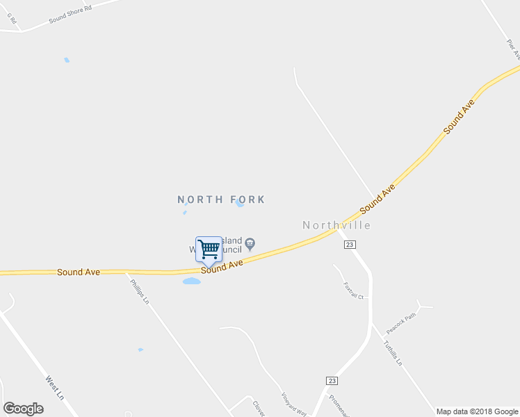 map of restaurants, bars, coffee shops, grocery stores, and more near 5176 Sound Avenue in Riverhead