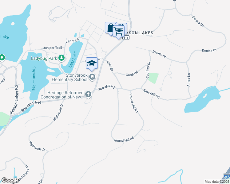 map of restaurants, bars, coffee shops, grocery stores, and more near 21 Saw Mill Road in Kinnelon