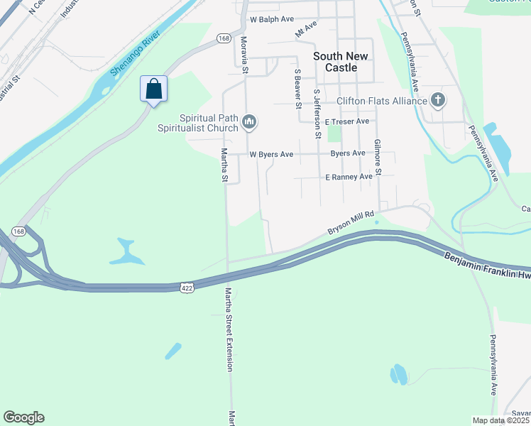 map of restaurants, bars, coffee shops, grocery stores, and more near 216 Bryson Mill Road in New Castle
