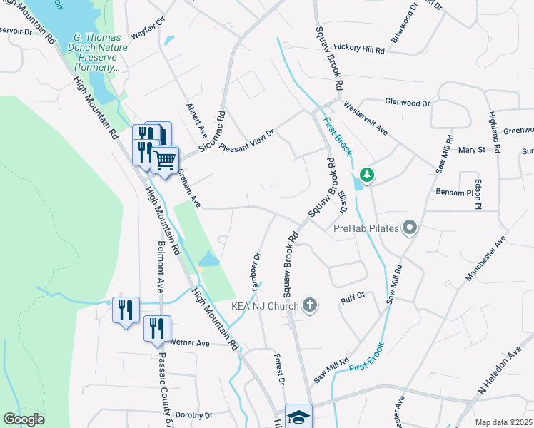 map of restaurants, bars, coffee shops, grocery stores, and more near 156 Graham Avenue in North Haledon