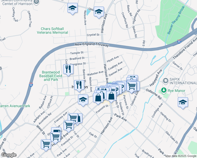 map of restaurants, bars, coffee shops, grocery stores, and more near 1 Landolfe Place in Harrison