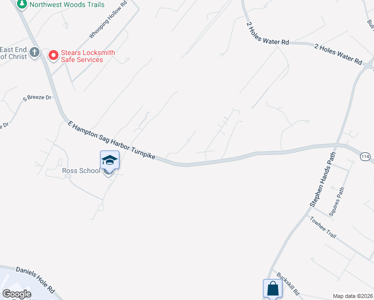 map of restaurants, bars, coffee shops, grocery stores, and more near 2 Stonewall Court in East Hampton