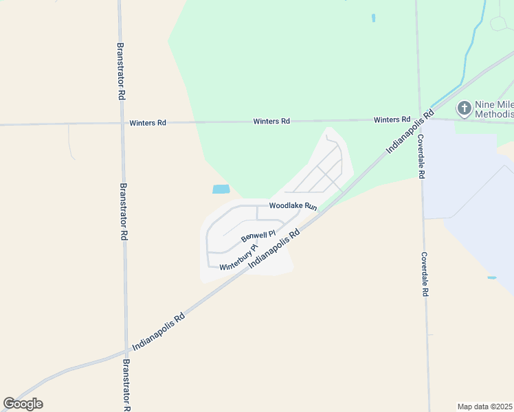 map of restaurants, bars, coffee shops, grocery stores, and more near Woodlake Run in Yoder