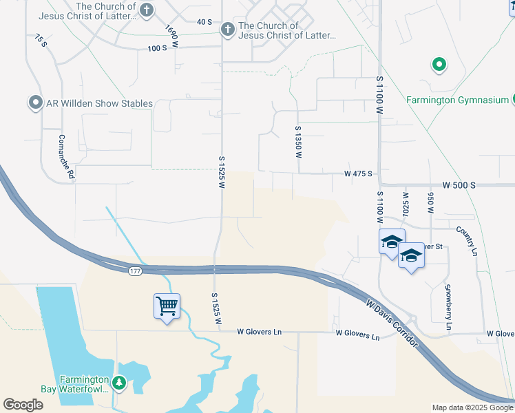 map of restaurants, bars, coffee shops, grocery stores, and more near 575 South 1450 West in Farmington