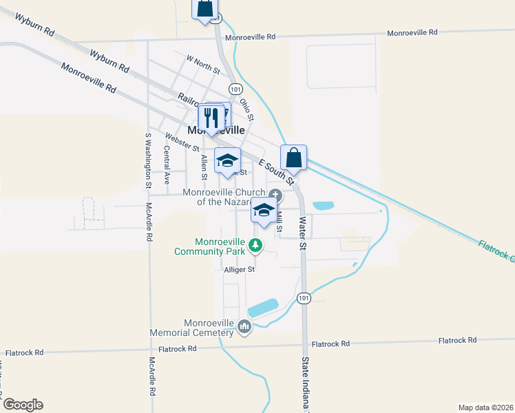 map of restaurants, bars, coffee shops, grocery stores, and more near 300-308 Elm Street in Monroeville