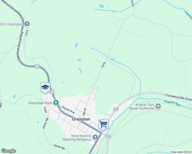map of restaurants, bars, coffee shops, grocery stores, and more near 403 6th Street in Grampian