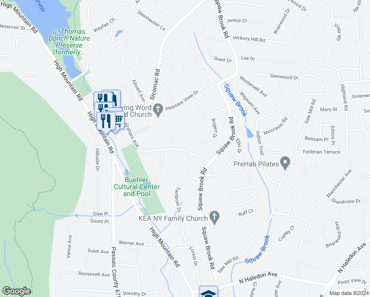 map of restaurants, bars, coffee shops, grocery stores, and more near 156 Graham Avenue in North Haledon
