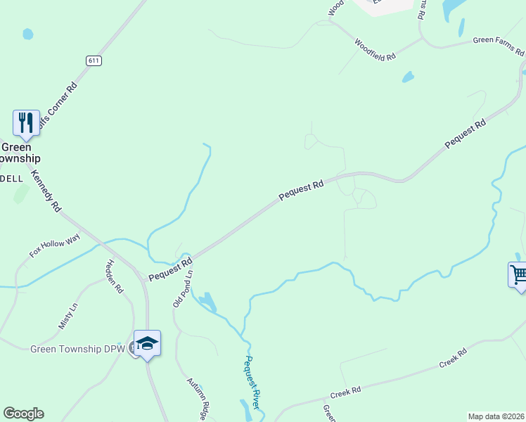 map of restaurants, bars, coffee shops, grocery stores, and more near 29 Pequest Road in Green Township