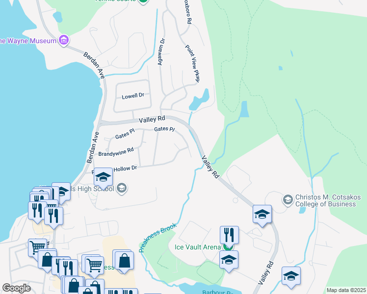 map of restaurants, bars, coffee shops, grocery stores, and more near 106 Pancake Hollow Drive in Wayne