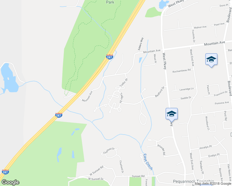 map of restaurants, bars, coffee shops, grocery stores, and more near 5503 Tudor Drive in Pequannock Township