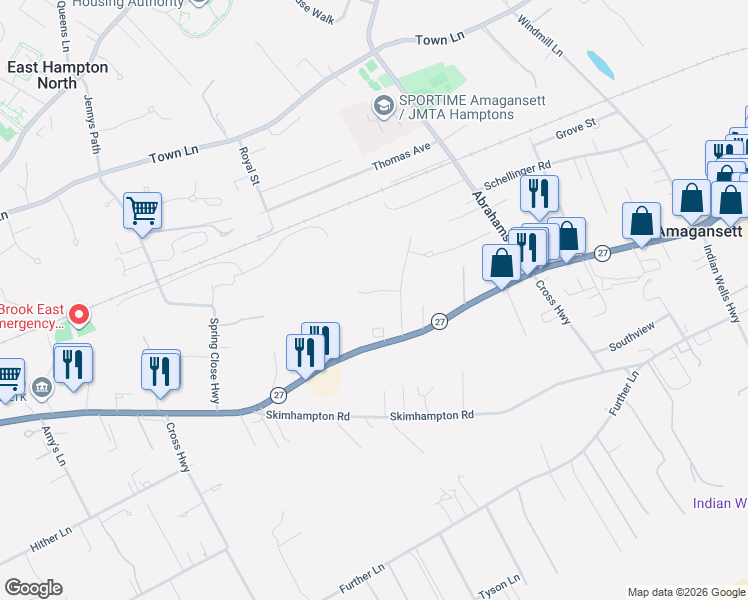 map of restaurants, bars, coffee shops, grocery stores, and more near 515 Montauk Highway in East Hampton