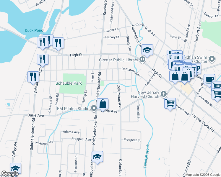 map of restaurants, bars, coffee shops, grocery stores, and more near 17 Gwynne Court in Closter