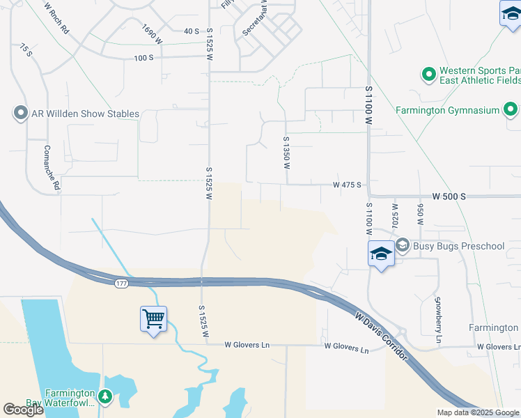map of restaurants, bars, coffee shops, grocery stores, and more near 538 South 1400 West in Farmington