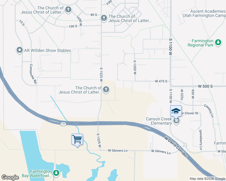 map of restaurants, bars, coffee shops, grocery stores, and more near 532 South 1450 West in Farmington