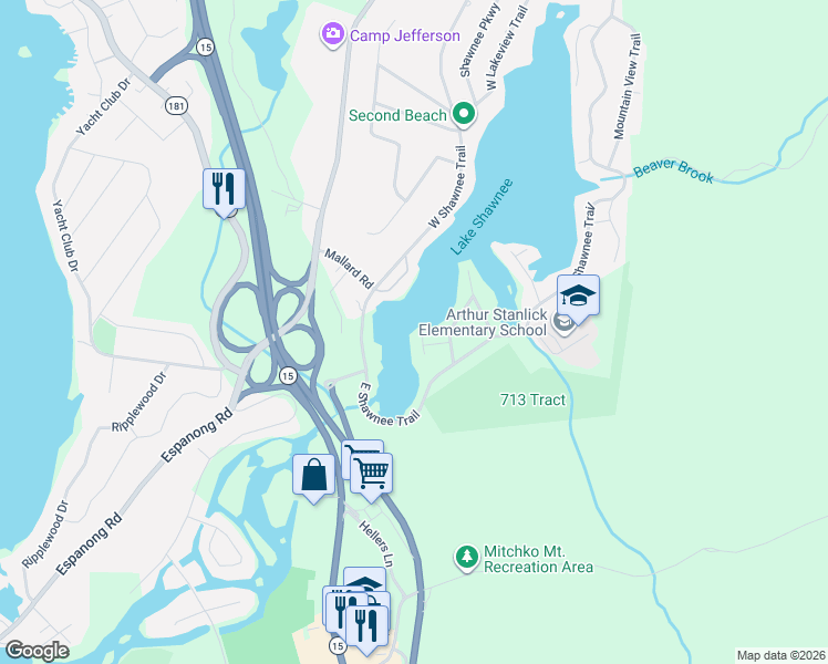 map of restaurants, bars, coffee shops, grocery stores, and more near 14 Fawn Terrace in Wharton