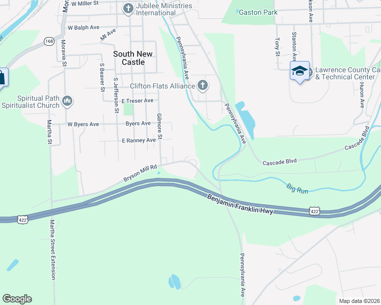 map of restaurants, bars, coffee shops, grocery stores, and more near 38 Weinschenk Street in New Castle