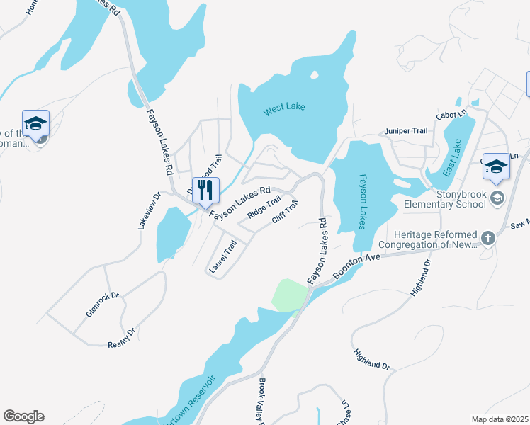 map of restaurants, bars, coffee shops, grocery stores, and more near 10 Ridge Trail in Kinnelon