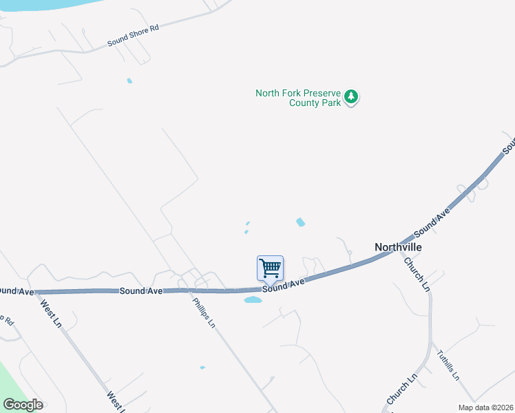 map of restaurants, bars, coffee shops, grocery stores, and more near 5176 Sound Avenue in Riverhead