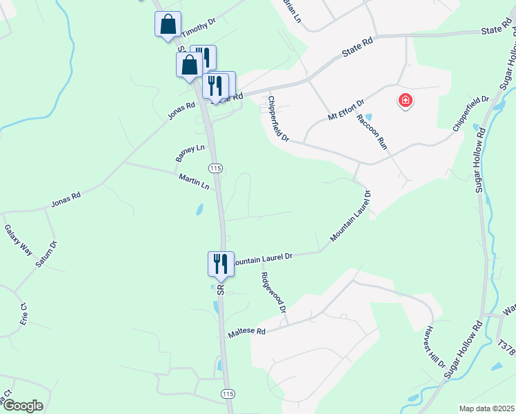 map of restaurants, bars, coffee shops, grocery stores, and more near 131 Arlene Drive in Effort