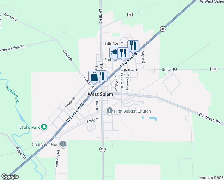 map of restaurants, bars, coffee shops, grocery stores, and more near 32 Wood Street in West Salem