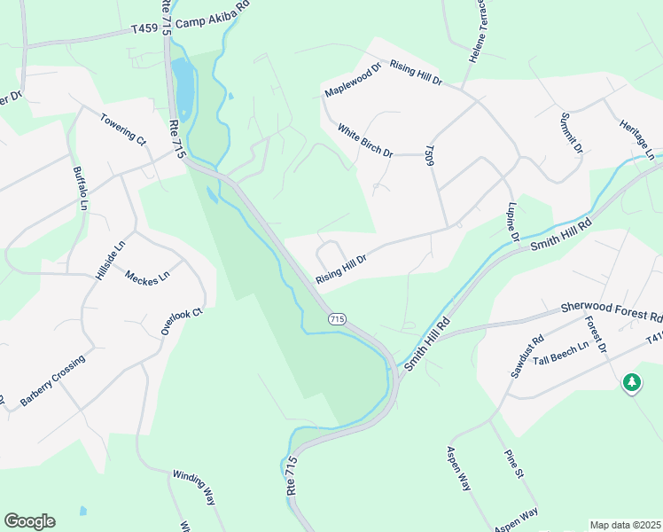 map of restaurants, bars, coffee shops, grocery stores, and more near 2519 Rising Hill Drive in Stroudsburg