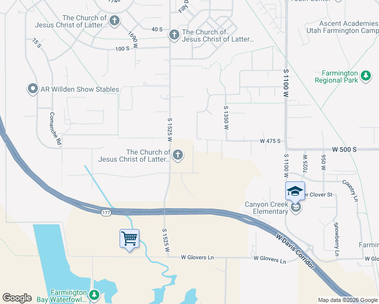 map of restaurants, bars, coffee shops, grocery stores, and more near 514 South 1450 West in Farmington
