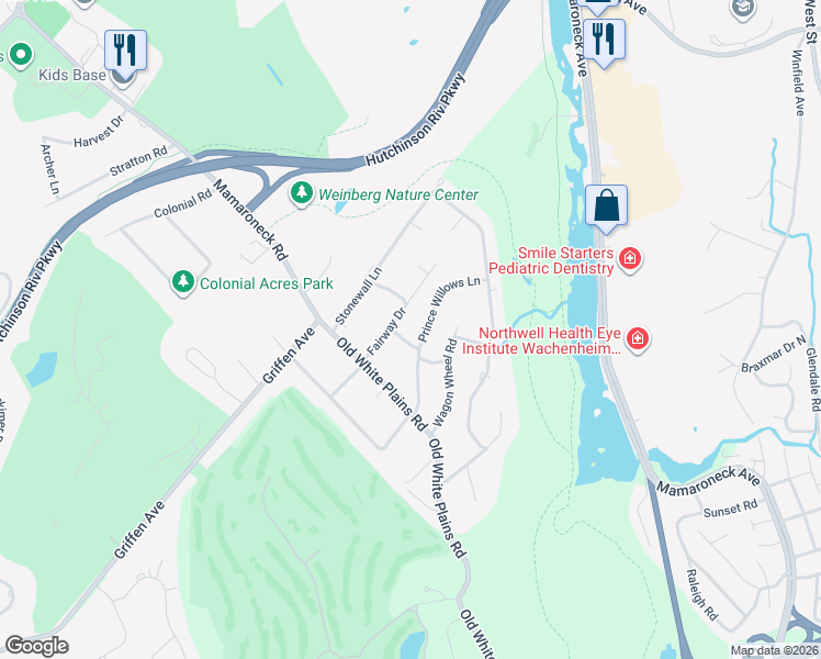 map of restaurants, bars, coffee shops, grocery stores, and more near 8 Fairway Drive in Mamaroneck