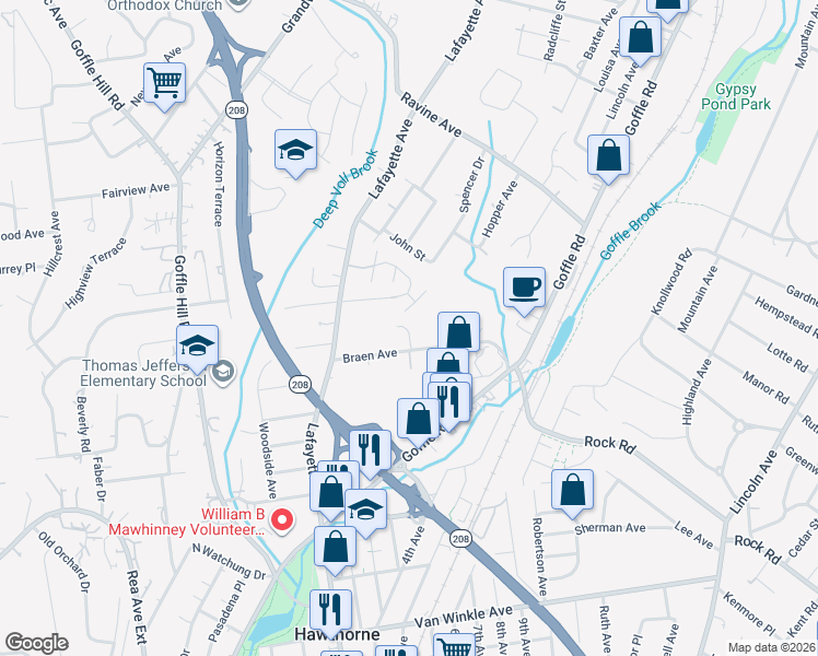 map of restaurants, bars, coffee shops, grocery stores, and more near 7 Sotnick Street in Hawthorne
